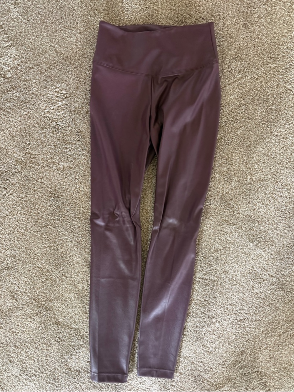 Faux Leather Leggings in Plum